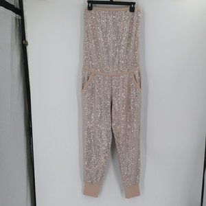 Victoria's Secret Super Model Essentials Beige/Silver Sequin Strapless Jumpsuit